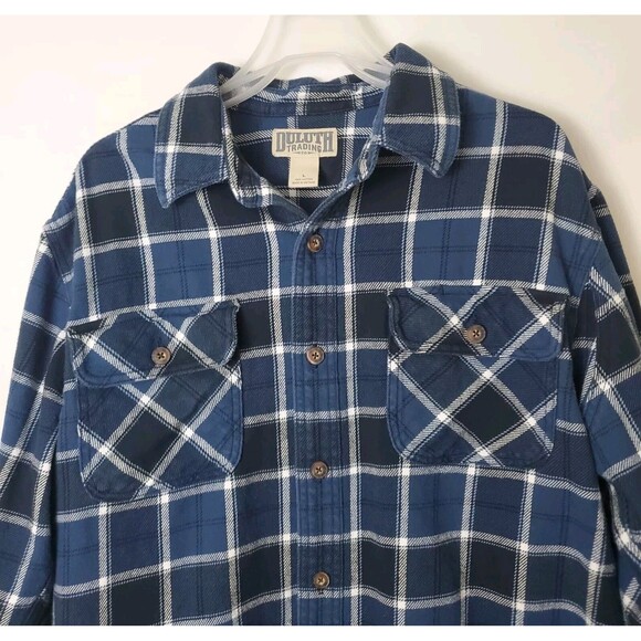 Duluth Trading Co Men’s L Button Down Heavy Plaid Flannel Shirt Long Sleeve - Picture 3 of 5